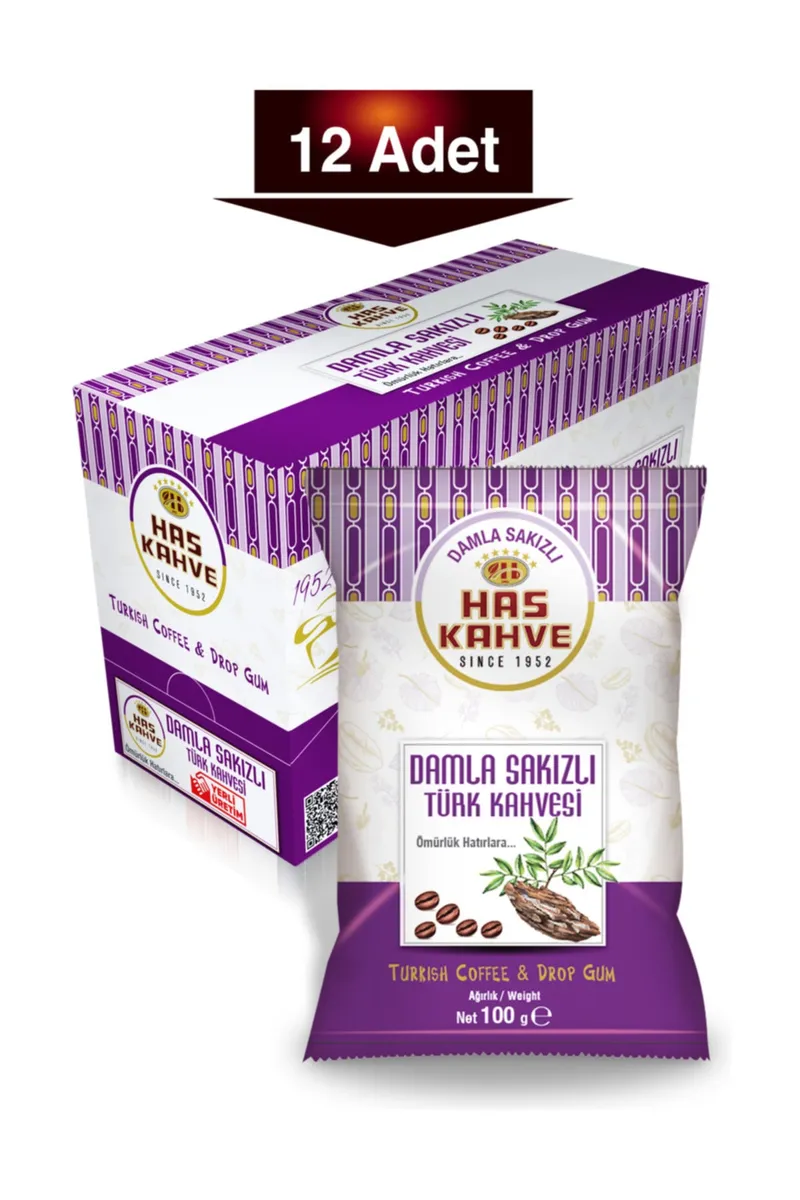 Turkish Coffee with Mastic by Has Damla, 100 g - Pack of 12