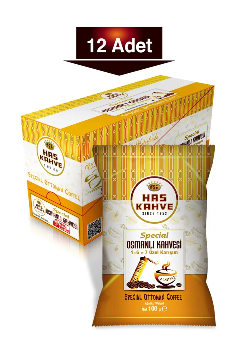 Has Special Ottoman Turkish Coffee, 100 g, Box of 12