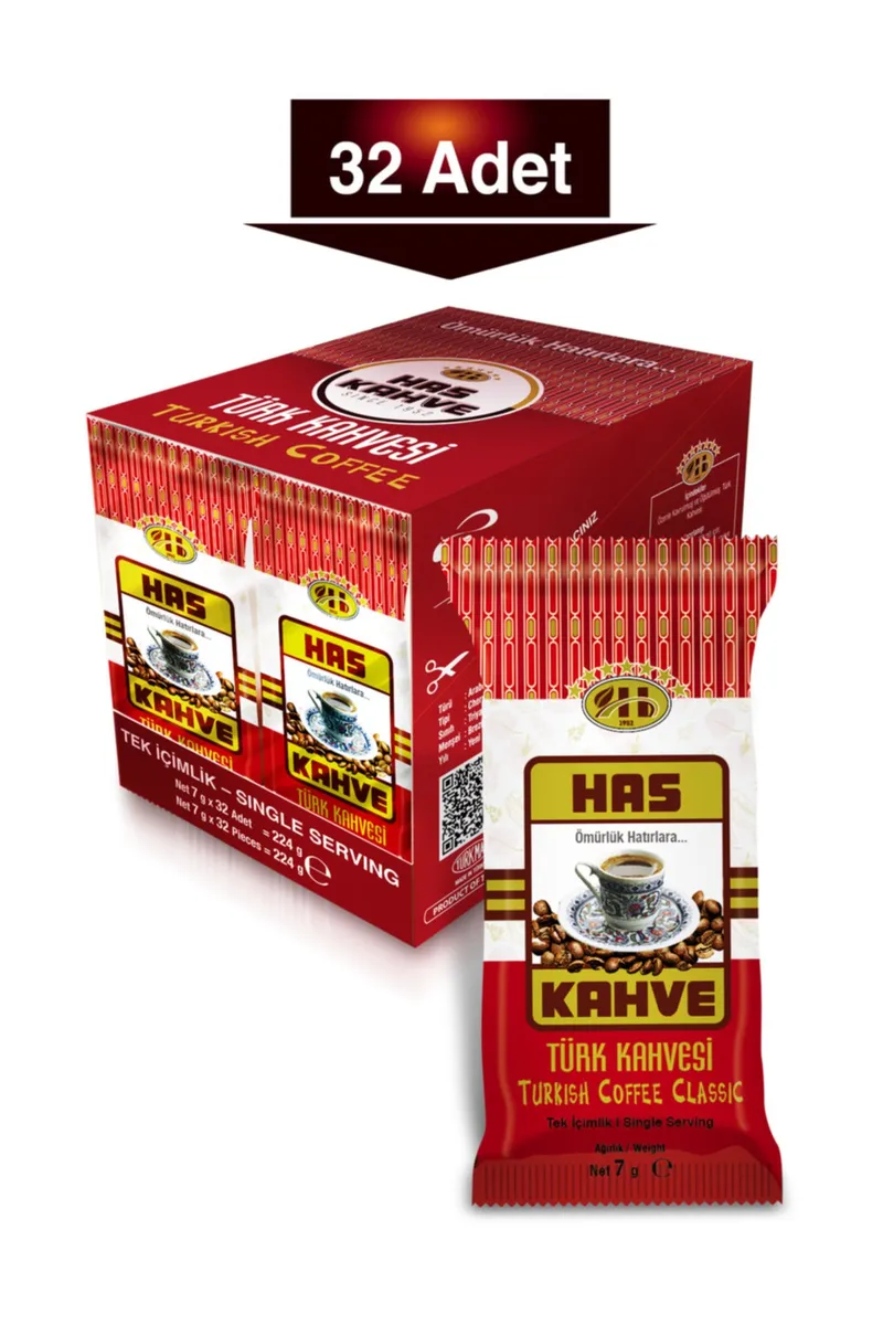 Has Single-Serve Turkish Coffee, 32-Pack, 7 g