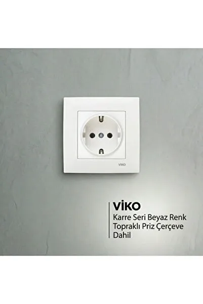 VIKO Karre Series White Grounded Socket with Frame – 1 Piece