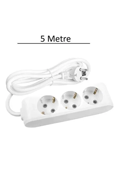 3-Way 5 Meter Grounded Extension Cord Power Strip