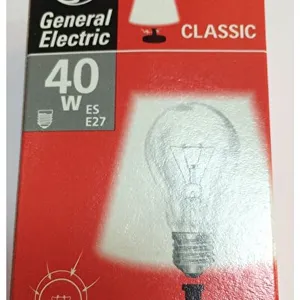 General Electric 40W 230V A60 E27 Incandescent Filament Bulb – Warm Yellow Light