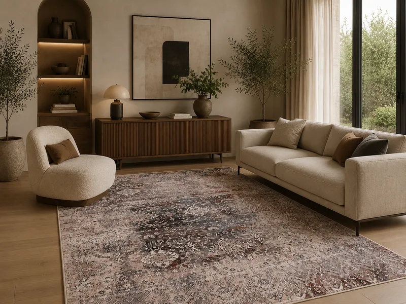 Almoss Vintage Halı 4173A Mavi – 200 × 290 cm